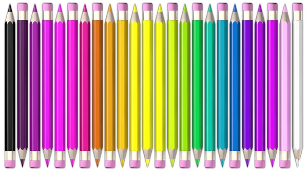 Zestaw Kolorowego Ołówka Ołówki Wyrównane Ogona Sortowane Pomocą Kolorów Tęczy — Zdjęcie stockowe