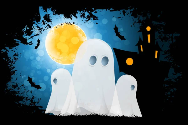 Plakat Halloweenowy Duchami Nawiedzonym Domem — Zdjęcie stockowe