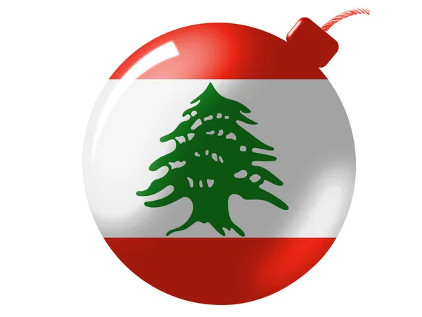 Bandeira Libanesa Pintada Ícone Bomba — Fotografia de Stock
