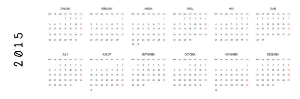 Calendario Del Planificador 2015 Sobre Fondo Blanco —  Fotos de Stock