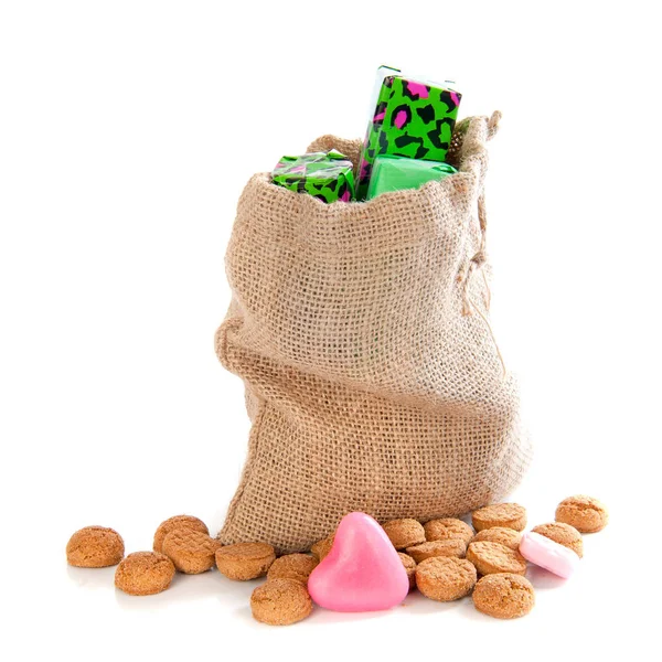 Μια Τσάντα Από Γιούτα Gingernuts Για Γιορτάζει Την Ολλανδική Διακοπές — Φωτογραφία Αρχείου