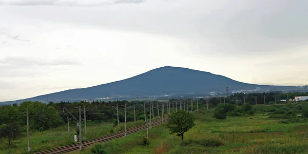 Montagna Mashuck Ferrovia Cielo Tempestoso Sopra — Foto Stock