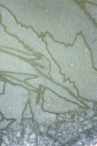 Surface Thick Ice Layer Lake Weathered Numerous Thaw Freeze Cycles — Stock Photo, Image