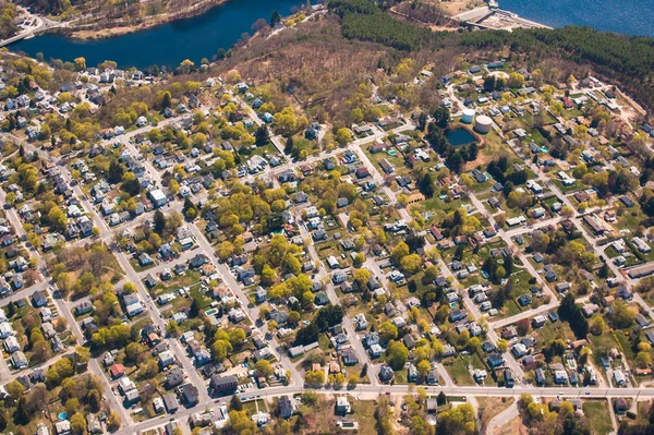 Vista Aérea Los Suburbios Clinton Massachusetts Agua — Foto de Stock