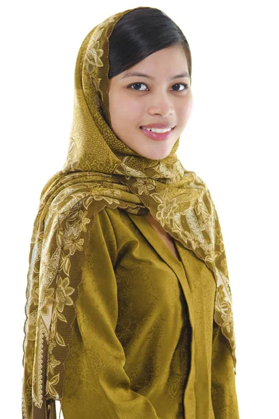 Retrato Una Joven Musulmana Sobre Fondo Blanco — Foto de Stock