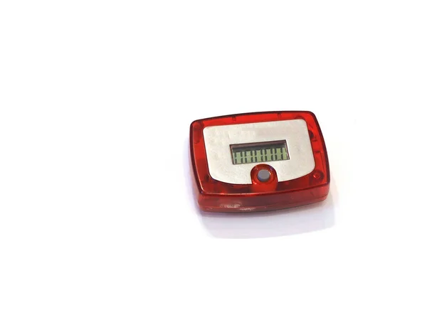 Small Red Pedometer White Background — Stock Photo, Image