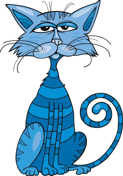 Desenhos Animados Ilustração Gato Azul — Fotografia de Stock