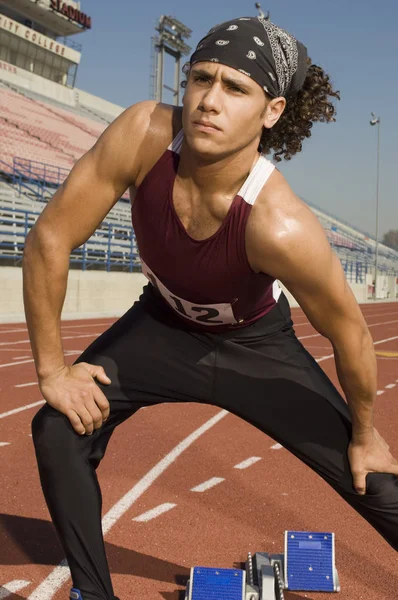 Atleet Opwarmen Voor Het Begin Van Race — Stockfoto