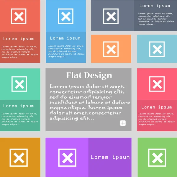 Cancelar Sinal Ícone Conjunto Botões Multicoloridos Estilo Metro Com Espaço — Fotografia de Stock