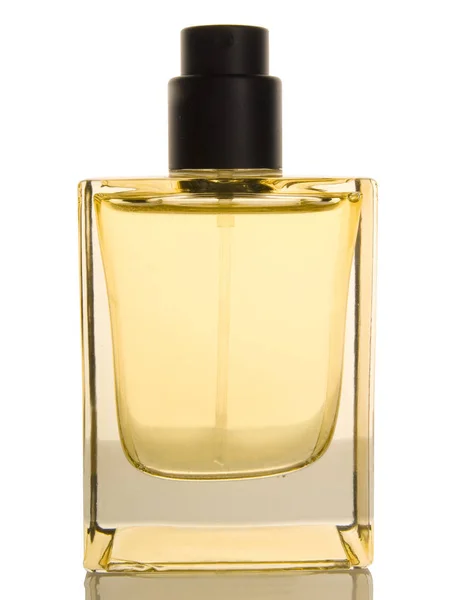 Perfume Bottle White Background Reflection — Stock Photo, Image