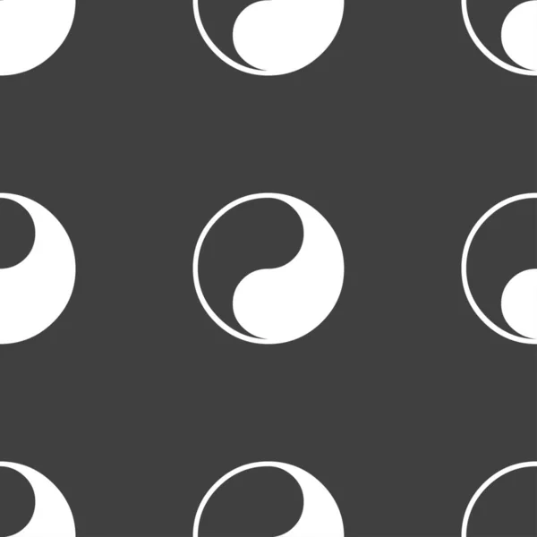 Ikon Yin Yang Tanda Pola Mulus Pada Latar Belakang Abu — Stok Foto