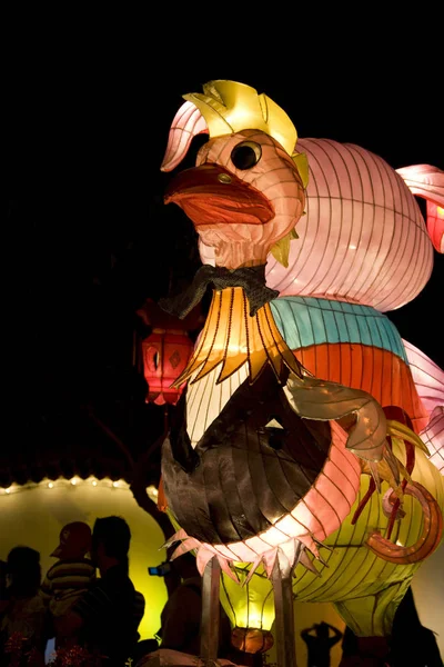Bild Kinesisk Djur Zodiac Lantern Skildrar Tupp Ses Dong Zen — Stockfoto