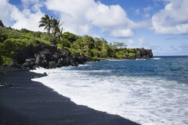 Černé Písečné Pláže Maui Havaj — Stock fotografie