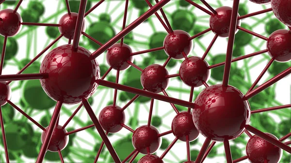Rote Und Grüne Molekulare Geometrische Chaos Abstrakte Struktur Wissenschaft Technologie — Stockfoto