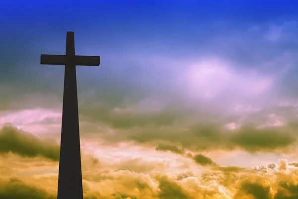 Cross Detail Silhouet Wolken Hemel — Stockfoto