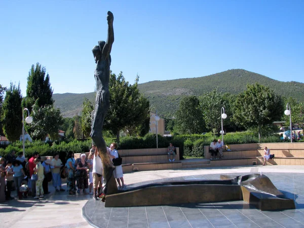 Estátua Cristo Ressuscitado Medjugorje Bósnia Herzegovina — Fotografia de Stock