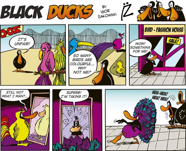 Black Ducks Comic Strip Episode — Stockfoto