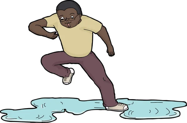 Isolated Cartoon Scared Man Slipping Wet Floor — Stock Photo, Image