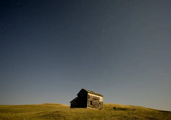 Noche Shot Abandonado Casa Estrella Senderos Canadá — Foto de Stock