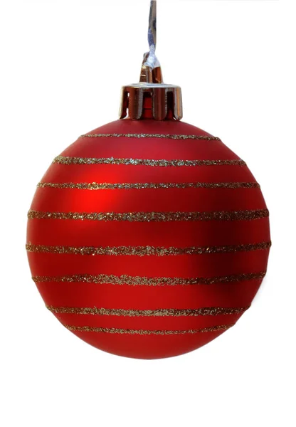 Boule Noël Rouge Avec Chemin Coupe — Photo