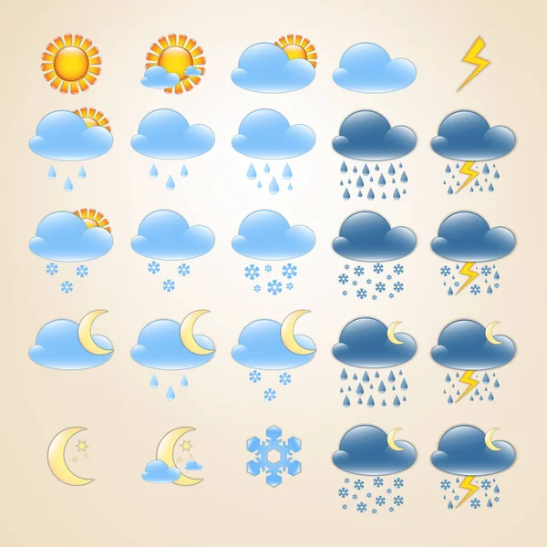 Set Iconos Meteorológicos Detallados Alta Calidad Para Día Noche —  Fotos de Stock