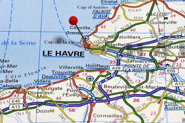 Mappa Vicino Havre Havre Una Città Francia — Foto Stock