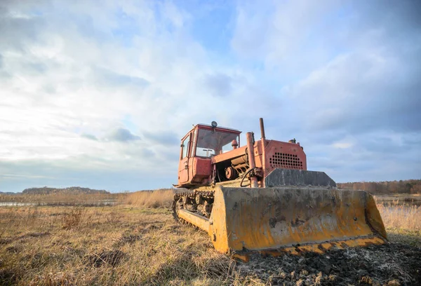 Scavatrice Vecchie Attrezzature Costruzioni Pesanti Serie Industriale — Foto Stock