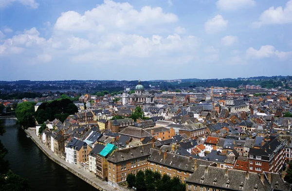 Vue Sur Ville Wallonne Namur Belgique Meuse Depuis Célèbre Citadelle — Photo