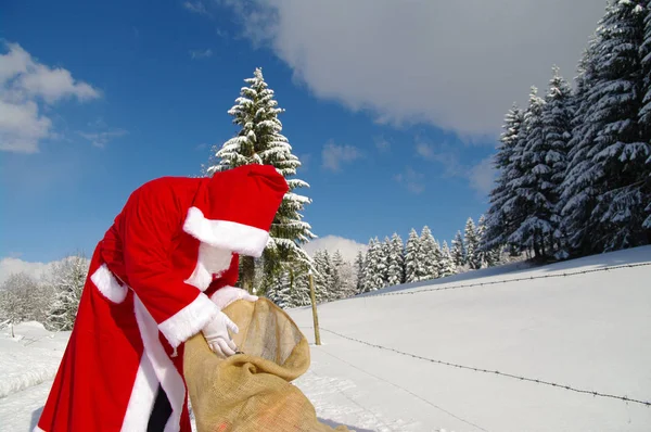 Noel Baba Noel Baba Güzel Kış Peyzaj — Stok fotoğraf