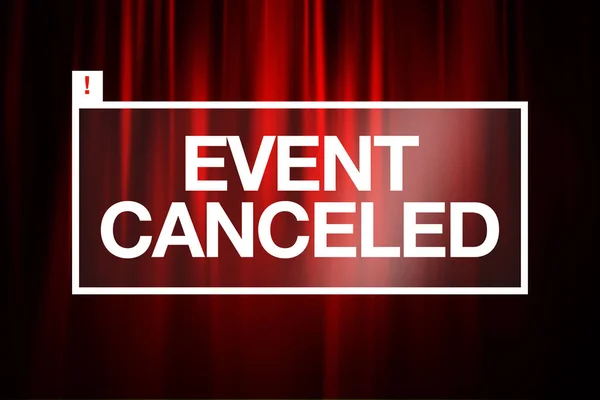 Event Canceled Caption Concept Closed Red Curtains Background — Stock Photo, Image