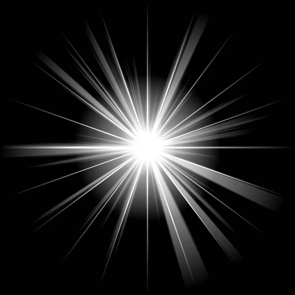 Fehér Csillag Vagy Szupernóva Fekete Felett — Stock Fotó