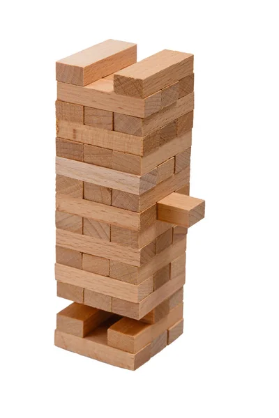 Játék Jenga Fehér Alapon — Stock Fotó