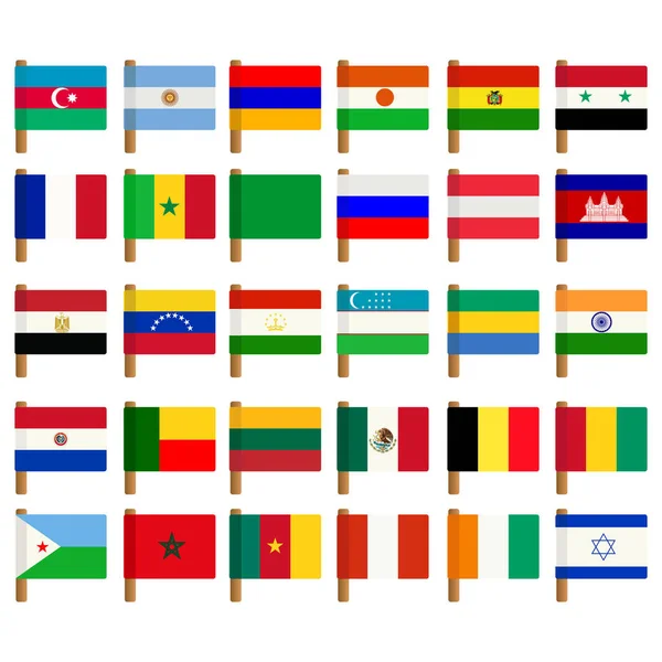 Παγκόσμια Σημαία Εικονίδια Που Πάνω Από Λευκό Φόντο — Φωτογραφία Αρχείου