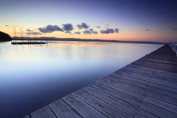 Long Jetty Tuggerah Lakes Después Del Atardecer Atardecer Exposición Larga —  Fotos de Stock