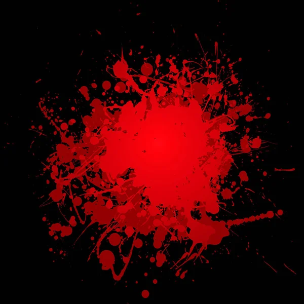 Sangue Abstrato Tinta Vermelha Splat Com Fundo Preto Copyspace — Fotografia de Stock