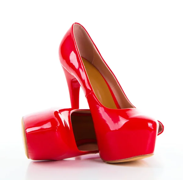 Червоні Жіночі Туфлі Високому Каблуці Ізольовані Білому Тлі — стокове фото