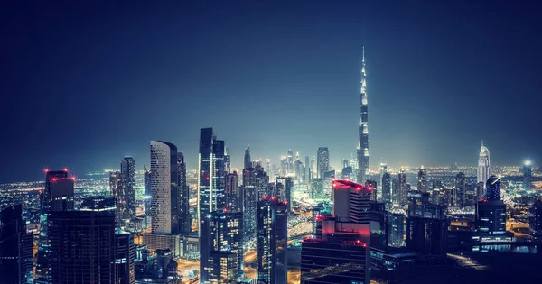 Hermoso Paisaje Urbano Dubai Vista Pájaro Una Escena Urbana Nocturna — Foto de Stock