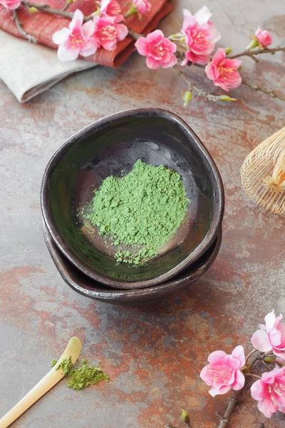 Stilleven Met Japanse Matcha Accessoires Japanse Theeceremonie Voorbereiding Van Groene — Stockfoto