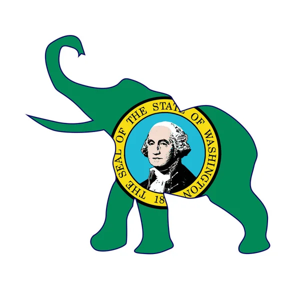 Bandeira Elefante Republicano Washington Sobre Fundo Branco — Fotografia de Stock