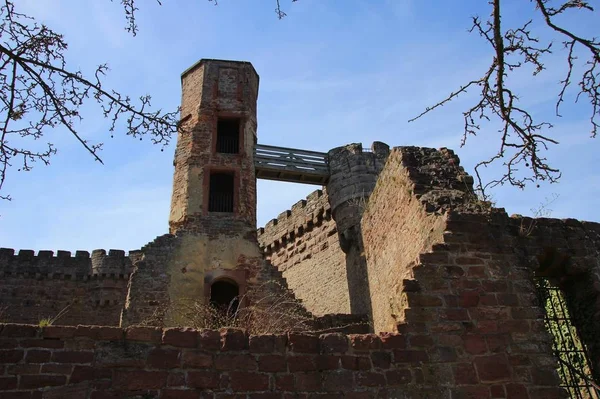 Guardando Resti Della Torre Originale Del Castello Dilsberg Germania — Foto Stock