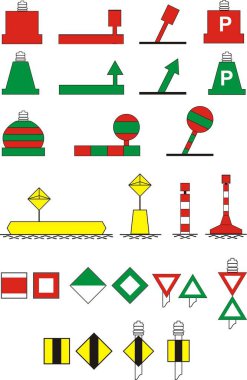 Signs traffic river navigation, vector illustration clipart