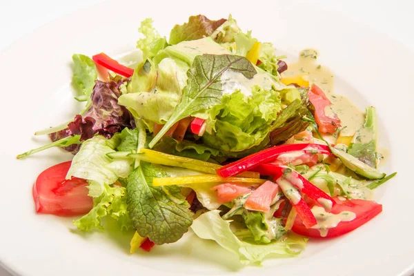 Salad Greens Vegetables Vegetarian Cuisine White Background — Stock Photo, Image