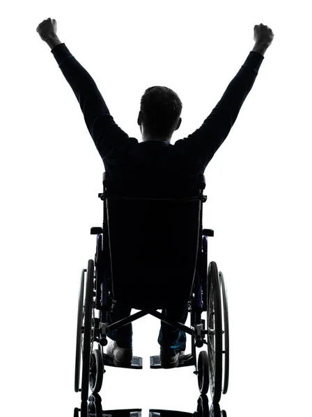 Один Инвалид Руки Поднял Вид Сзади Силуэт Студии Белом Фоне — стоковое фото