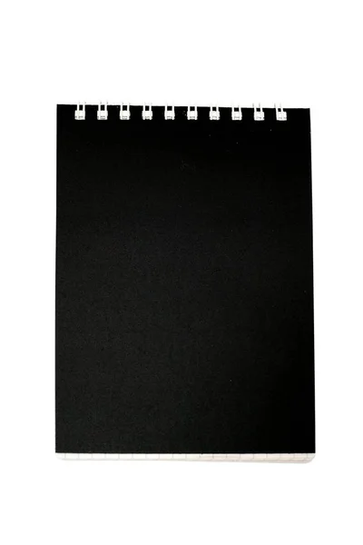 Een Afbeelding Van Een Zwarte Notebook Een Witte Achtergrond — Stockfoto