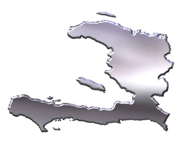 Haiti Argento Mappa Isolata Bianco — Foto Stock