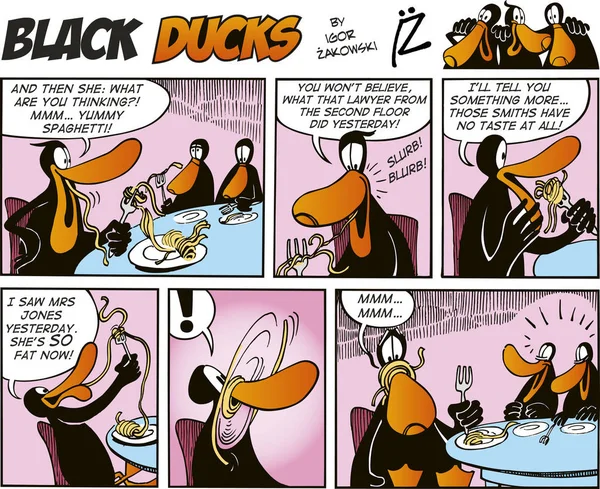 Schwarze Enten Comic Strip Episode — Stockfoto