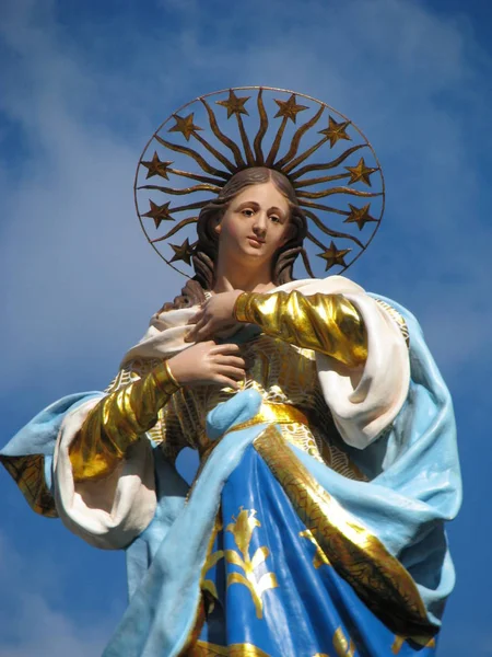 Una Decoración Callejera Que Retrata Inmaculada Concepción Cospicua Malta — Foto de Stock