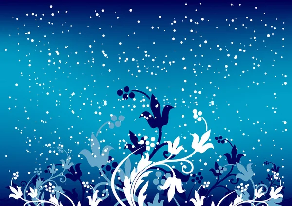 Winterbackground Abstrato Com Flocos Flores Cor Azul — Fotografia de Stock