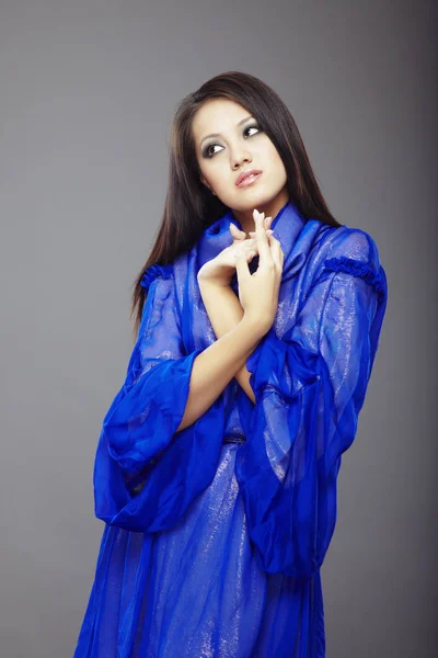 Señora Sensual Vestido Azul — Foto de Stock