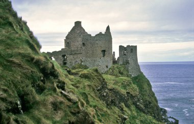 The ruins of Dunluce Castle in Northern Ireland. clipart